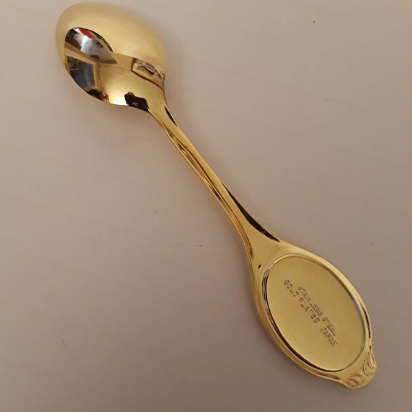 GOLD PLATED STAINLESS STEEL 4 3/4" TEASPOON - STUNNING DESIGN - MADE IN JAPAN - Picture 5 of 5